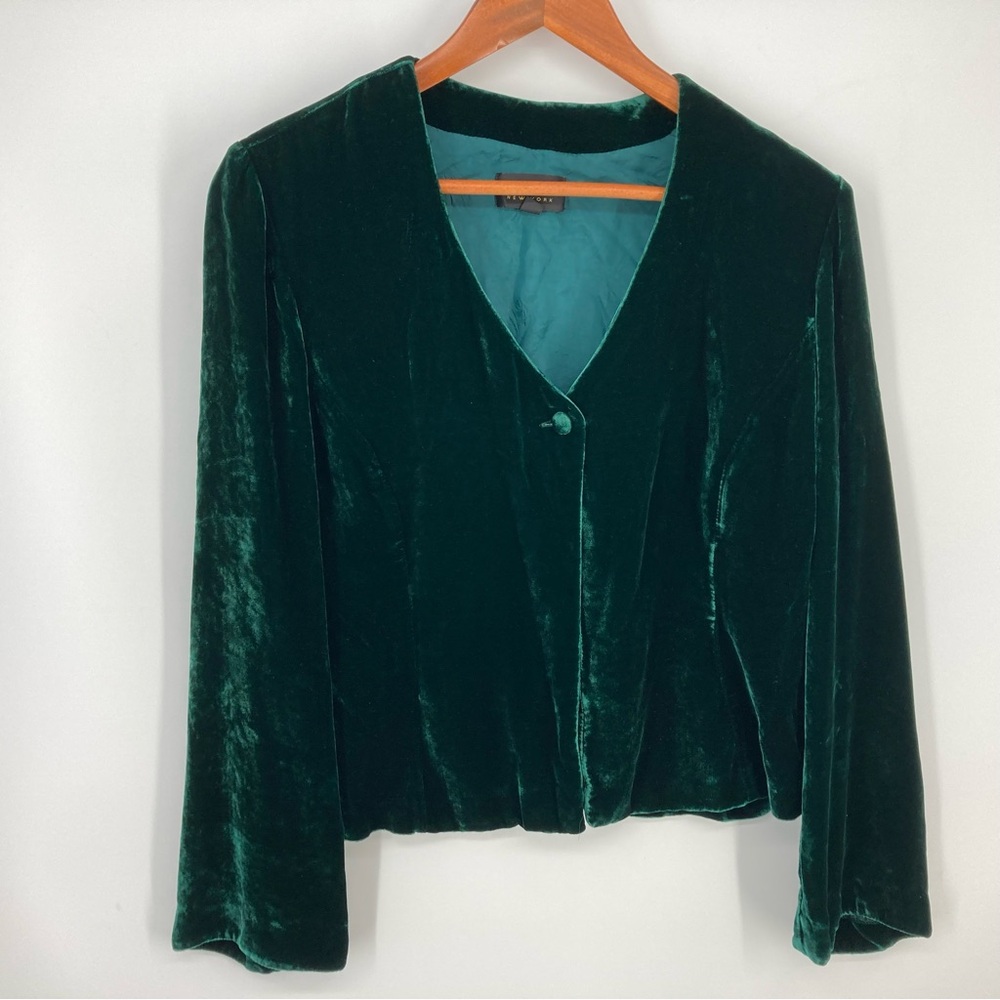 Vintage Masano New York Womens Size 8 Cardigan Jacket Velvet Single Button Green